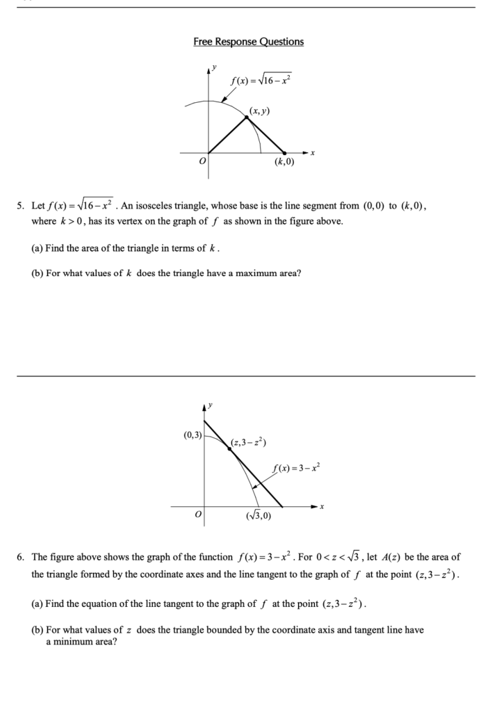 Optimization Problems in Applications of Differentiation